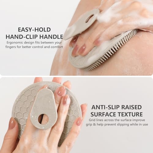 Silicone Body and Face Scrubber Set 3 Pack, BEAUTAIL Shower Bath Scrubber, Gentle Exfoliating Brush for Women Men Baby Sensitive Skin, More Hygienic Than Traditional Loofah, Long Lasting, Black+Gray - color: Black+gray
