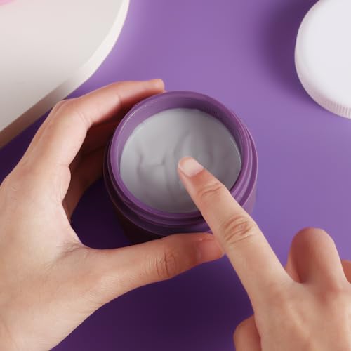 Kuangre Travel Containers for Toiletries, Silicone Cream Jars BPA-Free, Leak-proof 3oz Travel Size Containers, Portable Size Silicone Jars with Lid for Cosmetic Face Hand Body Cream (4 Pack) - color: Purple, size: 3 Ounces