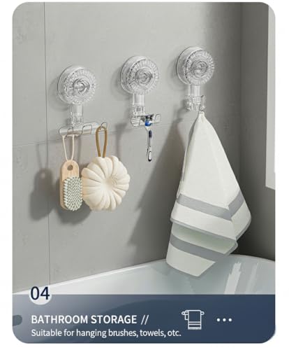 HOME&I Twist-to-Lock Razor Holder for Shower, 2 Pack Clear Suction Cup Bathroom Hooks with Triple Hook Design, No-Drill Wall Mount Organizer for Razor, Loofah, Washcloth & Shower Accessories - style: Twist Lock+Triple Hook