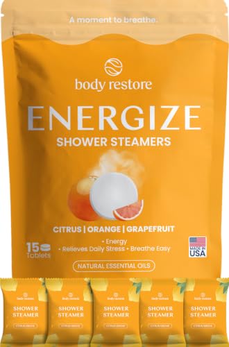 Body Restore Shower Steamers Aromatherapy 15 Pack – Fathers Day Gift for Dad, Birthday Gifts for Women & Men, Spa Stress Relief & Relaxation Self Care Gifts – Premium Citrus Essential Oil Tablets - color: Citrus 15 Pack