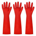 BOOMJOY Cleaning Gloves for Dish Washing, Dish Gloves, Reusable Kitchen Gloves Heavy Duty, Bathroom, Restroom, Red, 3 Pairs, Size-L - color: (Long Cuff)red, size: Large (3 Pairs)