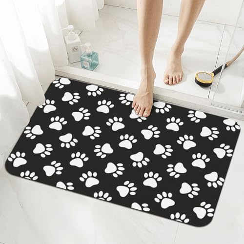 Cute Dog Animal Paws Bath Mat Rugs 15.7x23.6 in, Diatomaceous Earth Bathroom Rug Fit Under Door Rubber Non-Slip Absorbent Bathroom Mat for Bathroom Kitchen Floor, Tub and Shower Sink - color: Dog Paws