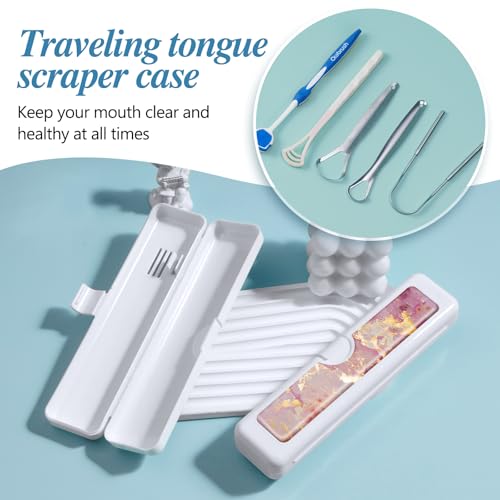 2 Pcs Toothbrush Travel Case - Colorful Pattern, Holder and Covers for Toothbrushes, Includes Tongue Scraper Case - color: 2PCS - 1, size: Small