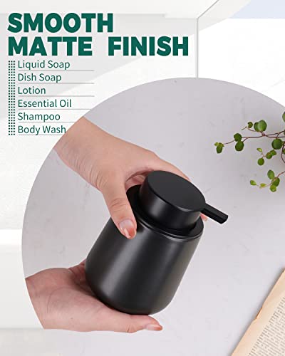 Bosilunlife Black Lotion Dispenser - 12Oz Ceramic Soap Dispenser Bathroom Refillable Liquid Hand Wash Dispenser for Bathroom Kitchen Dish Soap Dispenser with Easy-to-Press Pump - color: Matte Black