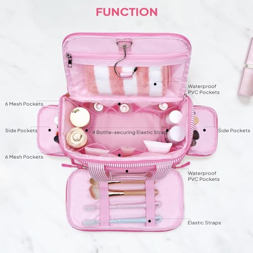 YOOLIFE Birthday Gifts for Girls Daughter Sister Toiletry Bags, Pink (M) | Hanging Travel Toiletry Bags for Women Teen Girl, Toiletries Pouch for Girl, Personalized Gift for Daughter Sister - color: Pink, style: M