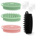 Soft Silicone Body Scrubber 4PCS, 2-in-1 Bath & Shampoo Brush with Dual-Side Usage, Hygienic Silicone Loofah Shower Scrubber for Gentle Exfoliating & Good Lathering(Black/Pink/Green*2) - color: 4 Color-c