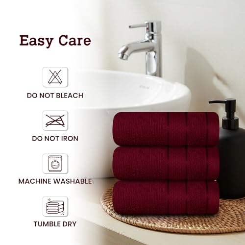 Casa Lino Face Towels & Body Wash Cloths for Hotel - 100% Cotton Wash Cloths for Bathroom - Highly Absorbent & Quick Drying Washcloth Set - Cotton washclothes, 24 Pack 12" x 12" - (Burgundy) - color: Burgundy