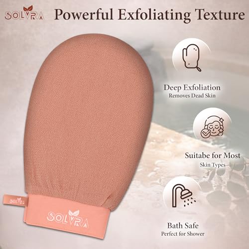 Exfoliating glove for Shower & Exfoliating body scrubber– 100% Vegan Viscose Kessa Mitt for Dead Skin Removal, Self-Tan Fade & Keratosis Pilaris –Dual-Texture Glove for Spa & Massage (1 Pack Orange) - color: Pack of 1 - Orange