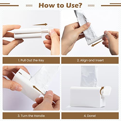 Set of 2 Rolling Tube Toothpaste Squeezer Dispenser Toothpaste Seat Holder Stands, White+Navy Blue - color: White+navy Blue
