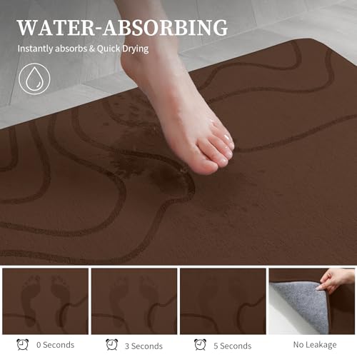 YIHOUSE Memory Foam Bathroom Rugs Sets 2 Piece - Extra Thick Ultra Soft Absorbent Bath Mat Set, Non-Slip Machine Washable Bath Rugs for Bathroom, Tub & Shower, Home Decor (32"x20"+24"x17", Coffee) - color: Coffee, size: 1'5" x 2'8" (17"x24"+20"x32")