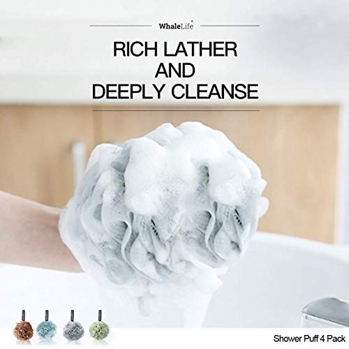 Loofah Sponge Bath Sponge for Women Men 4 Pack (Borwn Blue Gray Green) - style: Borwn Blue Gray Green