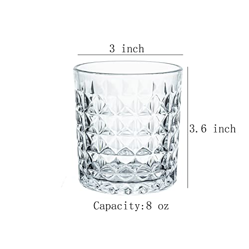 Gaolinci 2 Pcs Diamond Embossed Clear Glass Mouthwash Cup Cups, Bathroom Brushing Cup, 8 Oz - color: Clear