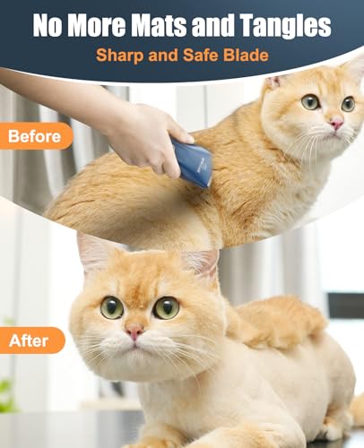 oneisall Pet Clippers for Cat Matted Hair, Quiet Pet Shaver for Cats | Waterproof Cordless Cat Clippers for Matted Long Hair with Storage Bag,Lightweight and Easy to Use for Cat, Pet, Small Dog - color: Blue, size: Standard