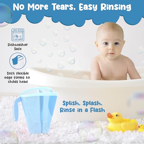 Shampoo Rinse Cup for Kids | Baby Bath Pail | Tear Free Baby Rinser Pail - Three Color Choices - color: Blue