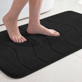 Flamingo P Memory Foam Bathroom Mat Rug Non Slip Bath Shower Mats,20x32,Black - color: Black Wavy Line, size: 32" X 20"