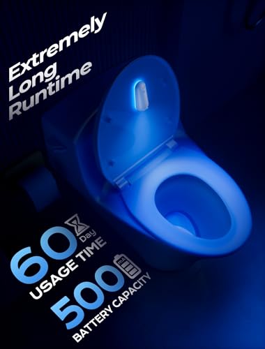 Toilet Night Light Motion Sensor,8 Color Changing USB-C Rechargeable Toilet Bowl Light for Bathroom Accessories,Splash-Proof Nightlight for Bathroom Hallway Stairs, Stocking Stuffers Gadget for Men