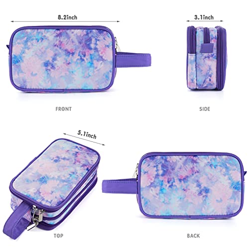Kids Toiletry Bag for Girls, Travel Toiletry Bag for Teen Girls Cosmetic Bag Makeup Bag Waterproof Hanging Wash Bag Toiletries, Tie Dye Purple - color: Tie Dye Purple