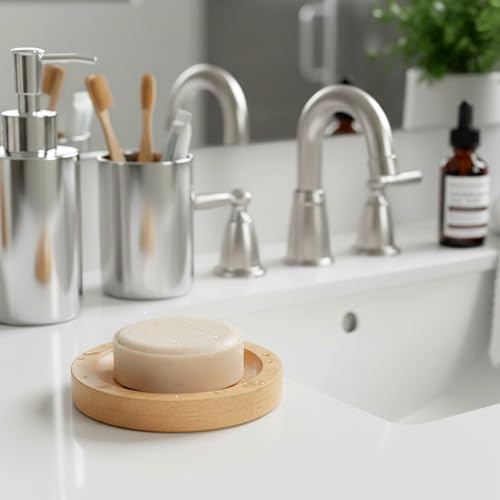 3Pcs Shower Steamer Tray Bamboo Soap Holder,Wooden Soap Dishes, Natural Bamboo Soaps Dish for Bathroom Accessories