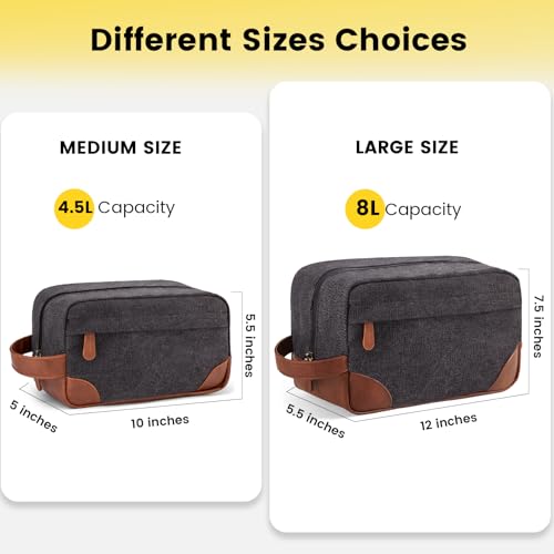 Vorspack Large Travel Toiletry Bag - Hanging Toiletry Bag for Men Water Resistant Canvas Shaving Bag with Large Capacity for Home Travel - Dark Grey - color: Dark Grey, size: Large
