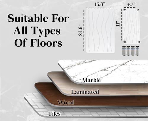 Stone Bath Mat Quick-Dry Absorbing Diatomaceous Earth Bath Mat | 2 Stone Mats - Large & Small Mat for Bathroom | Anti-Slip Diatomaceous Bathmat 100% Natural Bathroom Rug Stones (White Waves) - color: White Waves
