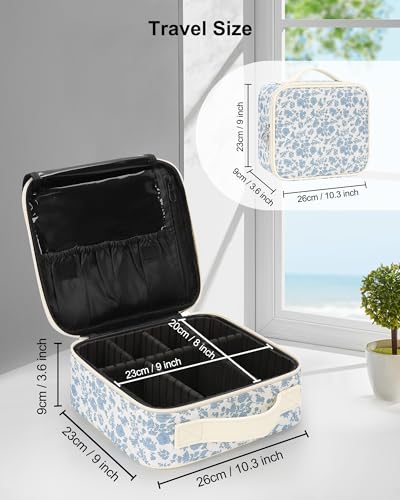 Relavel Travel Makeup Case, Professional Makeup Artist Makeup Bag, Portable Makeup Train Case Organizer with Adjustable Dividers, Cute Cosmetic Bags Birthday Gifts for Girls and Women, Floral Print - color: Floral Print, size: Small