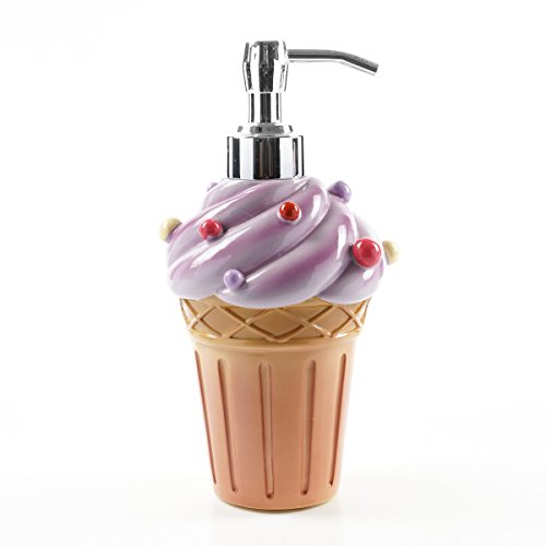 Wendin Cartoon Series Bath Accessory Set, Soap Dispenser Pump, Toothbrush Holder, Tumbler, Soap Dish Resin Art Color Decoration (Icecream Soap Pump) - color: Icecream Soap Pump