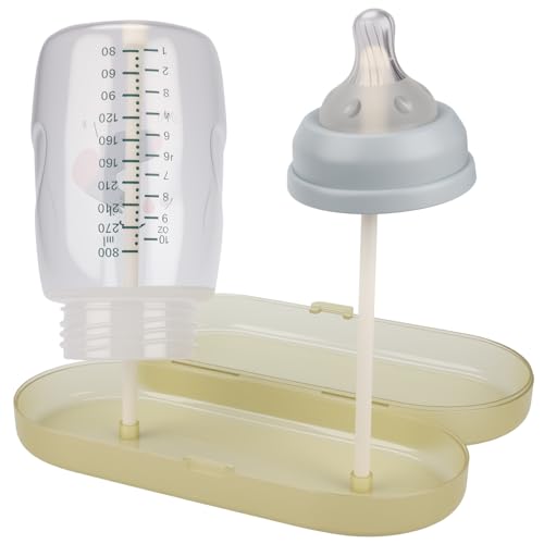 Portable Baby Bottle Brush Set – 5-in-1 Silicone Baby Bottle Cleaner Kit with Nipple Brush, Straw Brush, Drying Rack & Travel Case – BPA-Free, Bottle Washing Set for On-the-Go (Light Yellow) - color: Light Yellow
