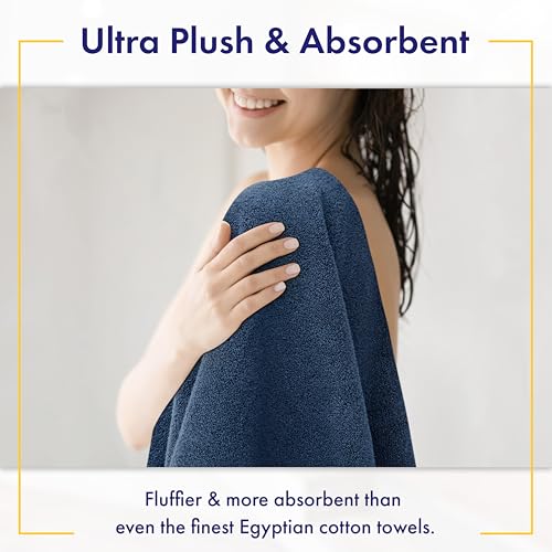Alusa Home 100% Organic Zero-Twist Cotton Towels - GOTS Certified Luxury Bath Towels - Ultra Soft & Plush 700GSM Long-Staple Cotton - 6 Piece Towel Set (Navy Blue) - color: Navy, size: 6pc Towel Set