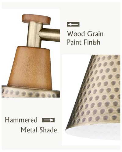 FEMILA Antique Gold Bathroom Vanity Light, 3-Lights Industrial Modern Wall Sconce Bathroom Lighting, Hammered Metal Shade Finish, 4FG59B-3W BG - color: Gold, size: 22"