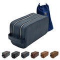 Toiletry Bag For Men, Premium PU Leather Travel Kit, Metal Zippers & Bottom Studs, Velvet Dust Bag & Shape-Retention Packaging – Gift Ready For Groomsmen, Anniversary, Birthday Gifts/ NAVY BLUE - color: NAVY BLUE
