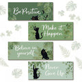 4Pcs Sage Green Office Decor for Women Inspirational Wooden Wall Decor for Office Home Sage Green Black Cat Wall Art Motivational Quotes Wooden Signs Set Positive Affirmations for Bedroom Work - style: Sage Green