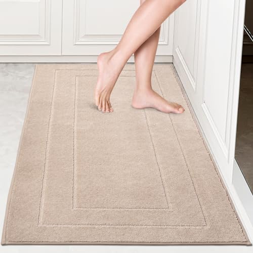 PURRUGS Machine Washable Kitchen Rug 32" x 47", Non-Slip/Skid Kitchen Runner Rugs & Floor Mats, Super Absorbent Soft Standing Mats for Kitchen, Sink & Laundry, Beige - color: Beige, size: 32" X 47"