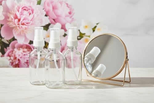 JUVITUS (12 Pack) 4 oz / 120 ml Clear Glass Boston Round Bottle with White Treatment Pump BPA Free Refillable Empty Storage Containers - size: 12 Pack