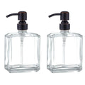 Square Clear Glass Dish Soap Dispenser Set 2 Pack, Oil Rubbed Bronze Refillable Hand Soap Dispenser with Rust Proof Stainless Steel Pump 2 x 13.5 oz Lotion Dispenser for Bathroom Vanity Kitchen - color: Oil Rubbed Bronze, size: 2X13.5oz-Square