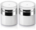 2Pack 15ml Airless Pump Jar - 0.5 Oz Moisturizer Pump Dispenser, Travel Lotion Container Vacuum Bottle for Skincare, Thick Moisturizer - size: 0.5 Ounces, style: 2 JARS