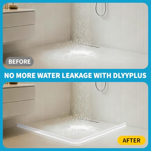 67" Collapsible Shower Threshold Water Dam Shower Water Stopper Barrier Keeps Water Inside Threshold Dry and Wet Separation Suitable for Bathroom Kitchen Sink Bathtub and More