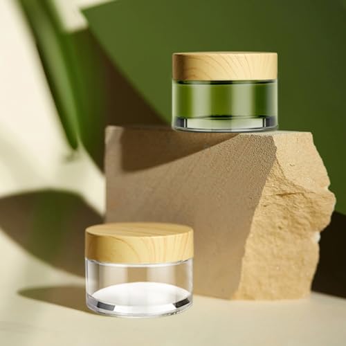 1 oz Glass Jars with Lids, Small Glass Containers with Plastic Woodgrain Lids & Inner Liners, Reusable Travel Containers for Creams, Makeup, Lotion, Cosmetic 4 pack - color: Clear-4 Pack-1oz
