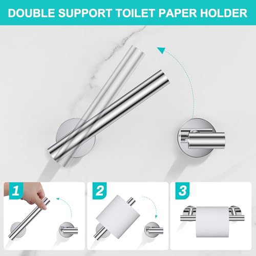 Polished Chrome Towel Bar Bathroom Hardware Accessories Set, 5 Pieces Toilet Paper Holder Towel Racks Set for Bathroom Stainless Steel Wall Mounted 23.6 in - color: Polished Chrome, size: 5 Pieces A