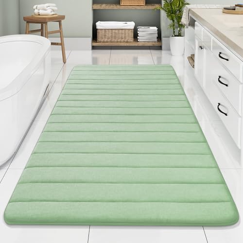 Buganda Memory Foam Bath Mat, 70" x 34", Ultra Soft Bathroom Rugs, Water Absorbent and Machine Washable Bath Rug Runner for Bathroom, Shower, and Tub, Sage Green - color: Sage Green, size: 70" X 34"