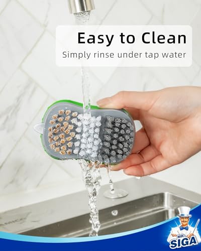 MR.SIGA Fruit and Vegetable Cleaning Brush with Non Slip Comfortable Grip, Pack of 2, Green - color: Green