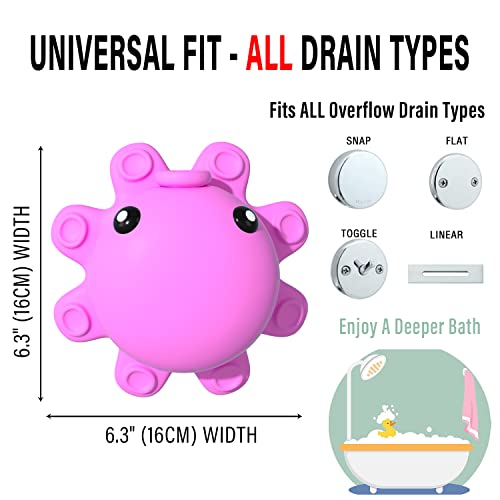 Bathtub Overflow Drain Cover - Tub Overflow Drain Cover, Soak Bath, Spa Accessories - Adds Inches of Water for Deeper Bath (Silicone, Hot Pink) - color: Hot Pink