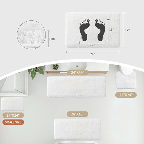 Disolla White Bathroom Rug 17x24 - Non-Slip Plush Small Bath Mat, Highly Absorbent & Ultra Soft Fluffy Floor Mat, Machine Washable for Shower and Tub - color: White, size: 1'5" x 2' (17''x24'' Mini Bathroom Rug)