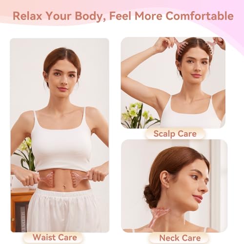 3 Pack Head Massager & Scalp Comb - Manual Scalp Massager with Gua Sha Comb for Scalp Relaxation, Tension Relief, Resin Head Scratcher Stress Relief Tool for Women Men - color: Pink