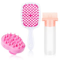 SIMPOR Hair Oil Applicator and Scalp Massager, 3 Pcs Wash Day Kit with Detangling Brush and Root Comb Applicator Bottle for Scalp Care, Deep Cleaning and Hair Dye