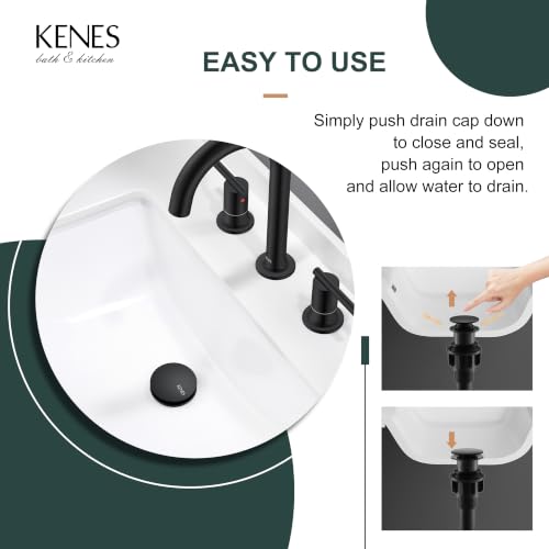 KENES 2 Pack Bathroom Vessel Sink Pop Up Drain Without Overflow Assembly, Lavatory Vanity Sink Drain Stopper, Anti-Clogging Drain Strainer, Matte Black - color: Matte Black X 2, size: Big Pop up Cap (Without Overflow)