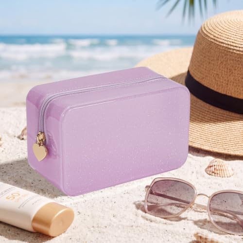PVC Jelly Travel Makeup Bag,Waterproof Cosmetic Bag/Case with Zipper, Toiletry SPF Bag for Sunscreen, Skincare, and Daily Essentials (07Small Ballet Pink) - color: 07Small Ballet Pink