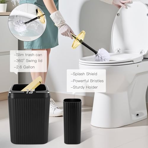 32PCS Bathroom Accessory Set Black Bathroom Accessories Bathroom Set, Shower Curtain Set, 2 Piece Bath Towel Set, 3PC Soap Dispenser, Toilet Brush & Trash Can - size: Bath Set+Oil Paint Shower Curtain+Towel Set, style: Black