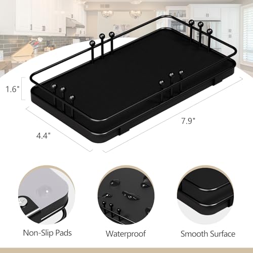 Bathroom Vanity Tray for Toiletries Makeup Perfume Candle Toilet Tank, Kitchen Tray for Soap Dispenser Spice Salt, Small Black Tray for Countertop Decor Coffee Nightstand 7.9”x4.4” - color: Black + Black, size: 7.9" x 4.4" x 1.6"