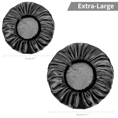 Auban Shower Cap for Women, Adjustable Reusable, Extra Large, Double-Layer Waterproof Bathing Cap, Waterproof Exterior, EVA Lining, Hair Cap for All Hair Lengths, 3 Balck Set - color: 3 Backs