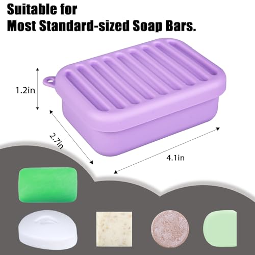 Silicone Travel Soap Case, Leak-Proof Soap Container with Drain Pad, Purple | Silicone Soap Holder, Travel Soap Case, Leak-Proof Soap Box, Removable Drain Tray, Portable Soap Container, Gym & Camping Use - color: Light Purple